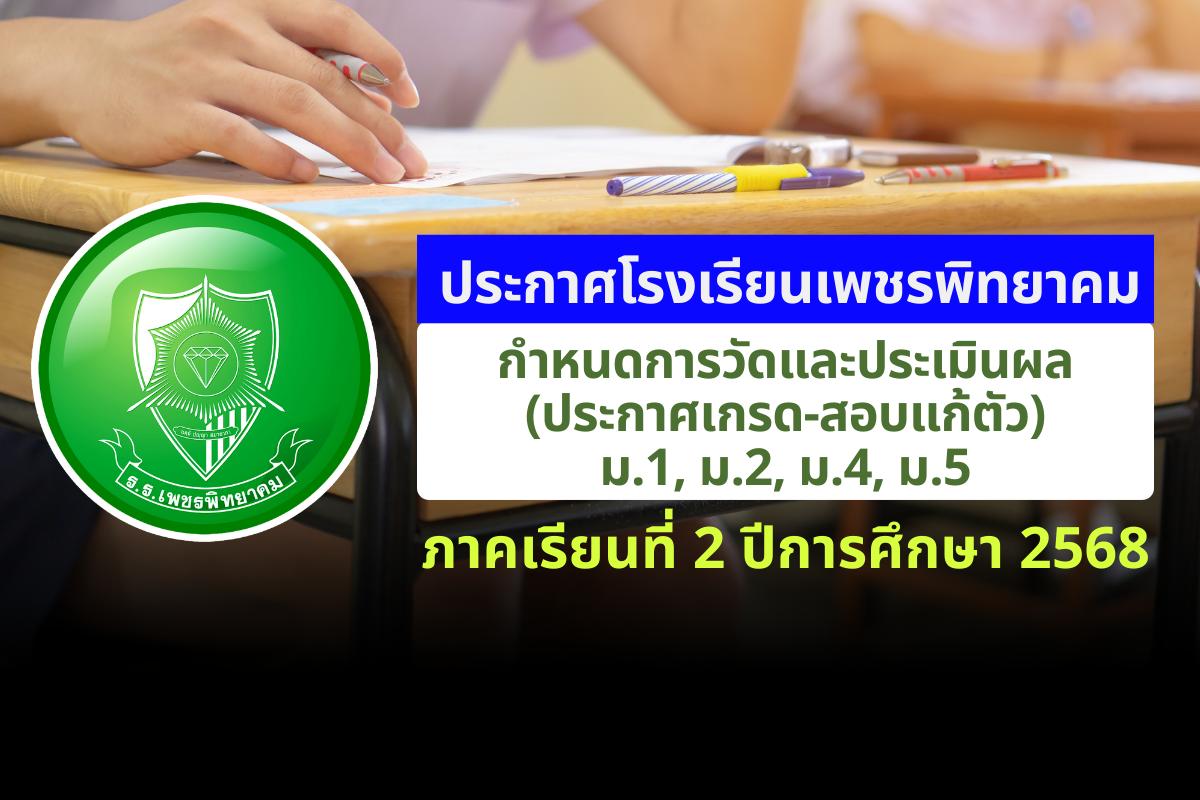 ประกาศกำหนดการวัดและประเมินผล (ประกาศเกรด-สอบแก้ตัว) ม.1, ม.2, ม.4, ม.5 ภาคเรียนที่ 2/2568