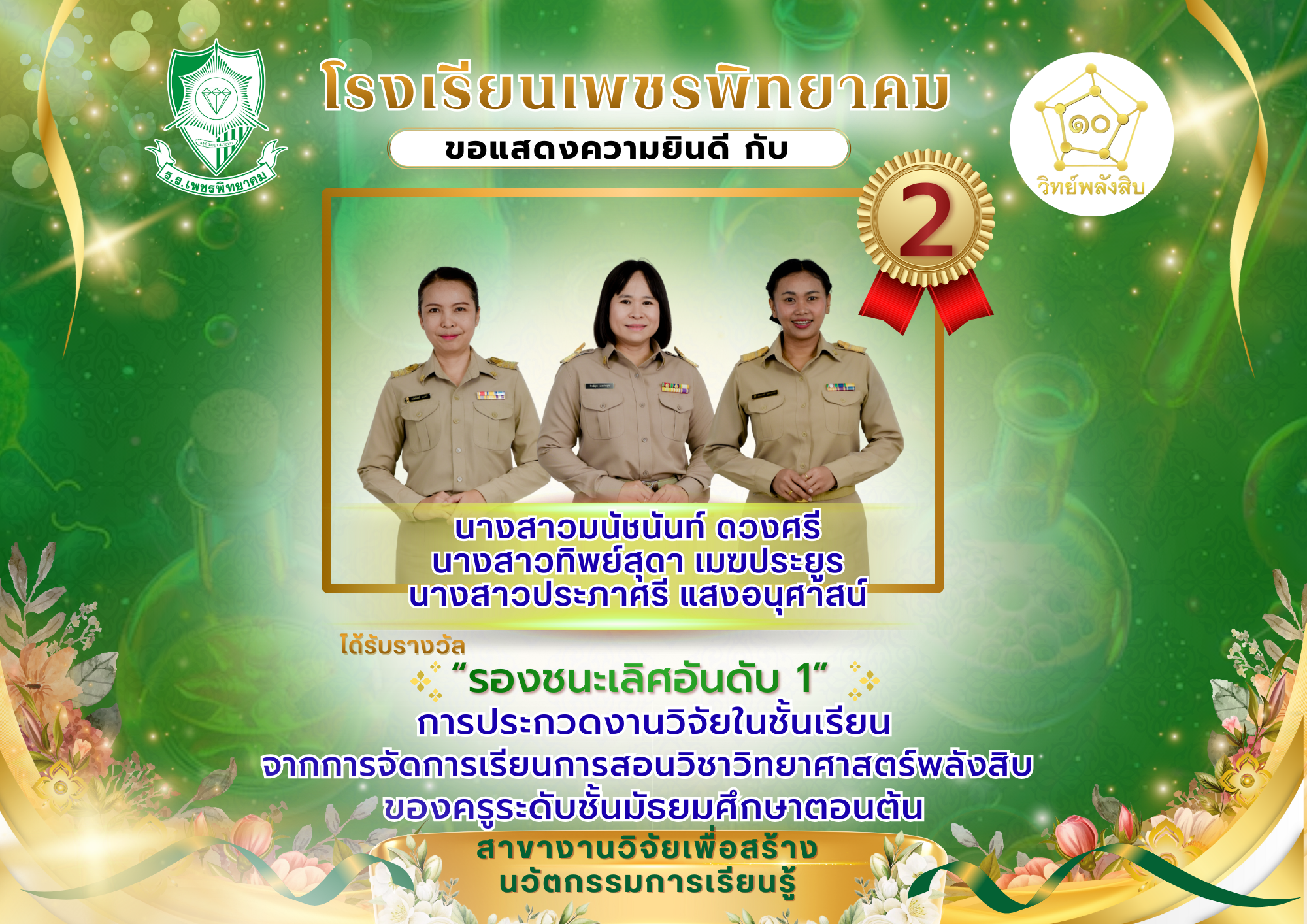 รางวัลรองชนะเลิศอันดับ 1 งานวิจัยในชั้นเรียน