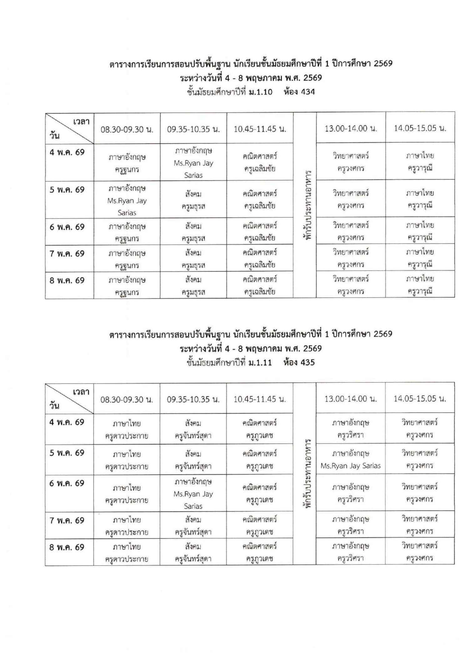 ตารางเรียนปรับพื้นฐาน ม.1 ภาพที่ 6