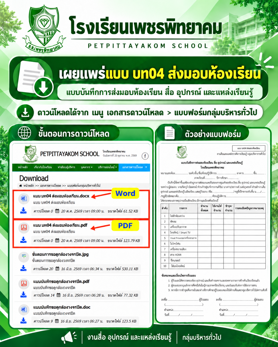 โปสเตอร์ประชาสัมพันธ์ส่งมอบห้องเรียน